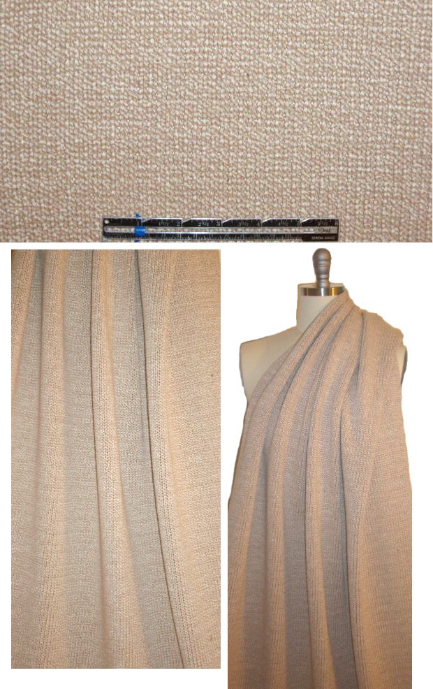 NY designer beige tweed cotton blend sweater knit