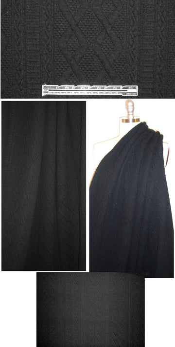 NY designer cotton/poly cable sweater knit - black