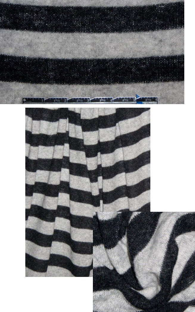 NY designer wool/nylon gray stripe sweater