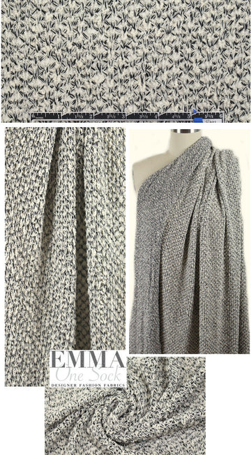 NY designer tweedy black/natural cotton sweater knit