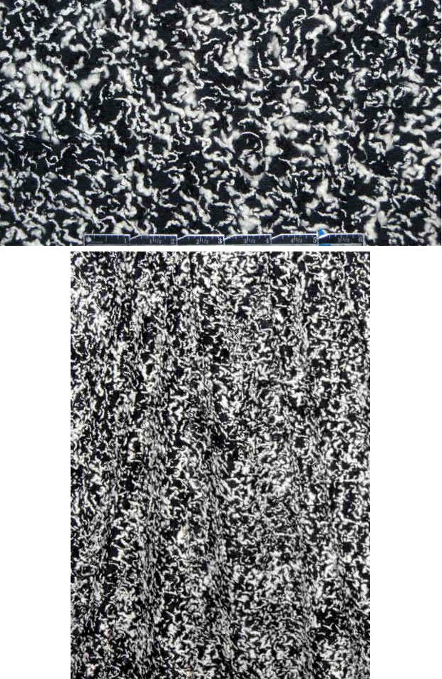 Italian wool/lycra shag sweater knit - black/white 1 yard