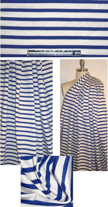 NY designer blue/nat. stripe all-cotton sweater knit