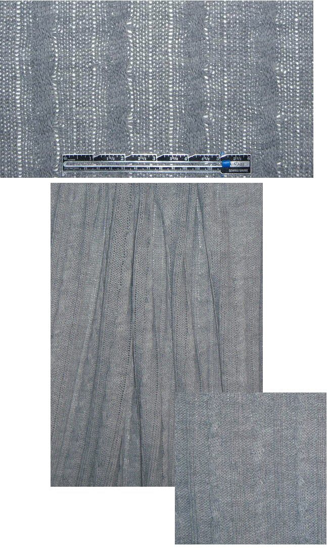 Italian poly/wool medium gray cable sweater knit