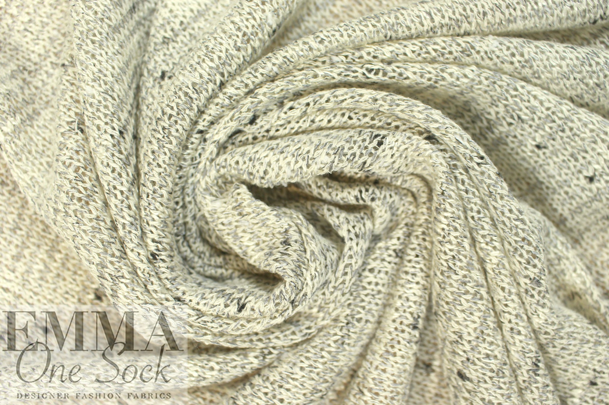 NY designer tweedy open sweater knit - antique gray 1.75 yds