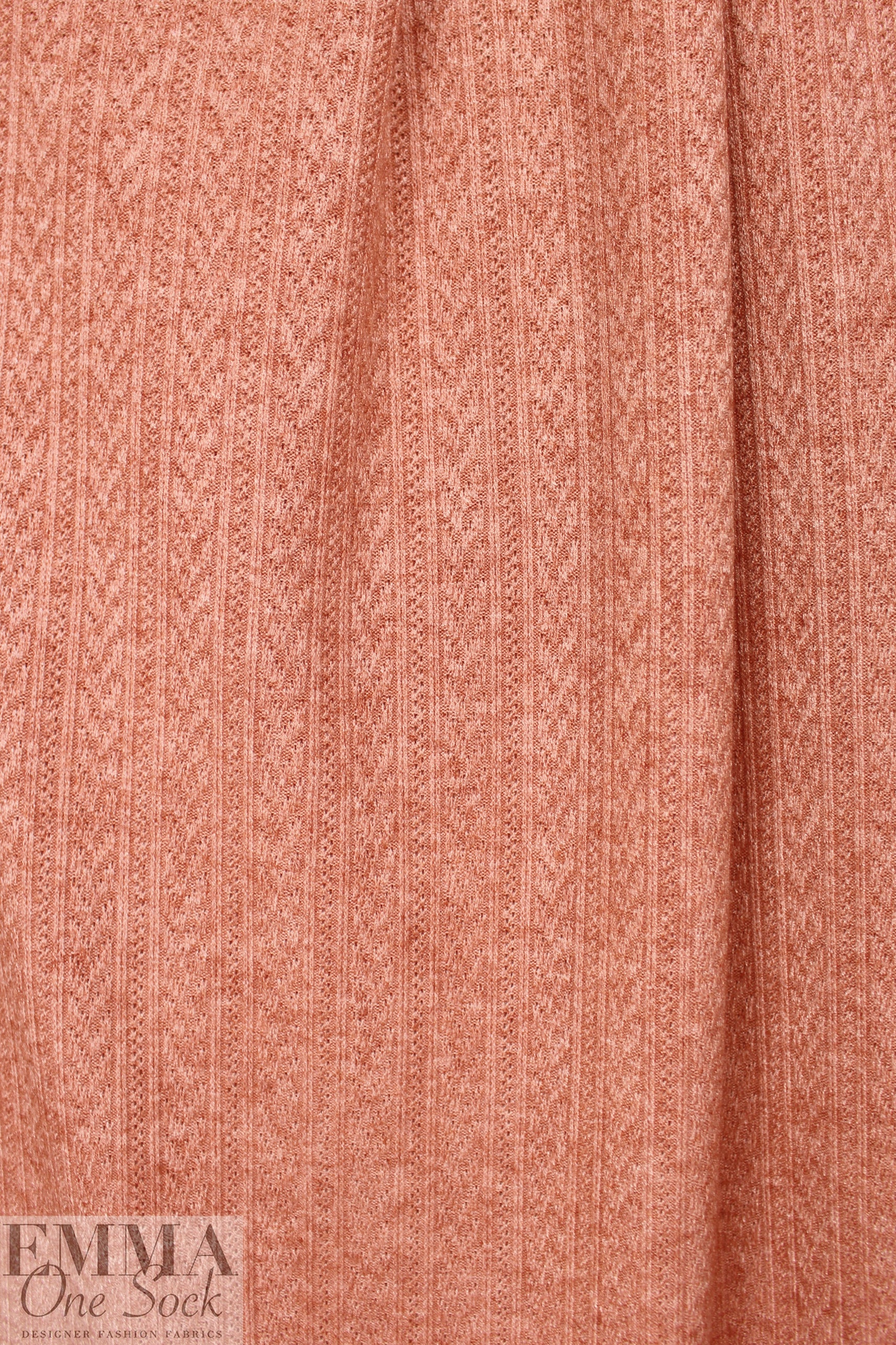 NY designer mini cable stripe sweater knit – peach heather 1.5 yds