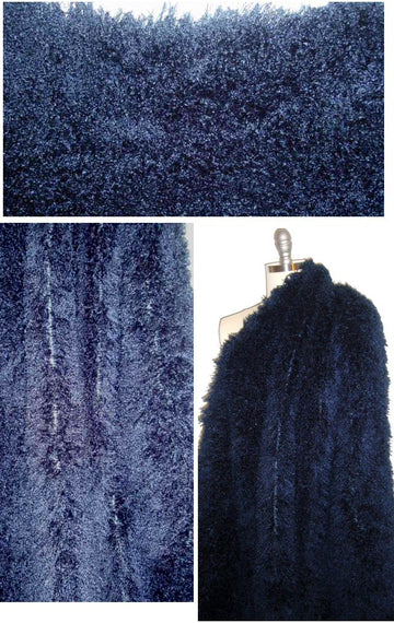 NY designer navy curly long hair sweater knit