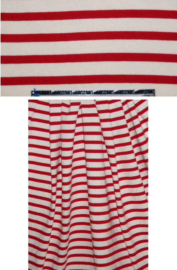 Italian red/nat. stripe all-cotton sweater knit .66 yds