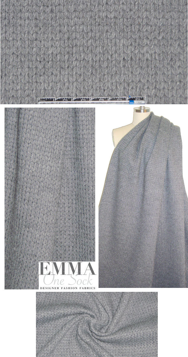 Italian knit stitch texture sweater fleece - med. gray 1.66 yds
