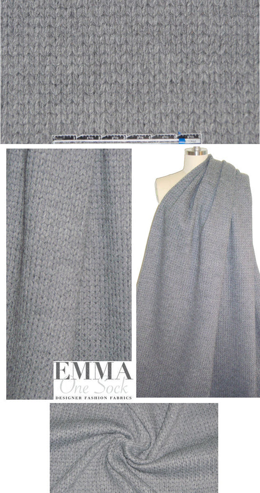 Italian knit stitch texture sweater fleece - med. gray 1.66 yds