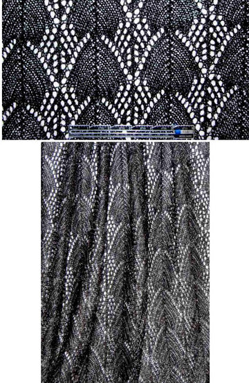 Italian yarn dye sweater lace - black/silver met. 2 yd