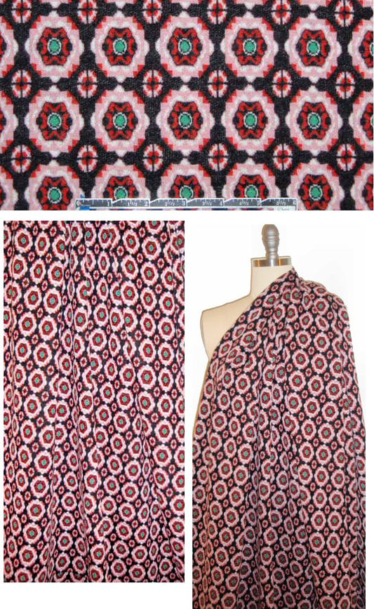 famous designer medallion jacquard doubleknit - red