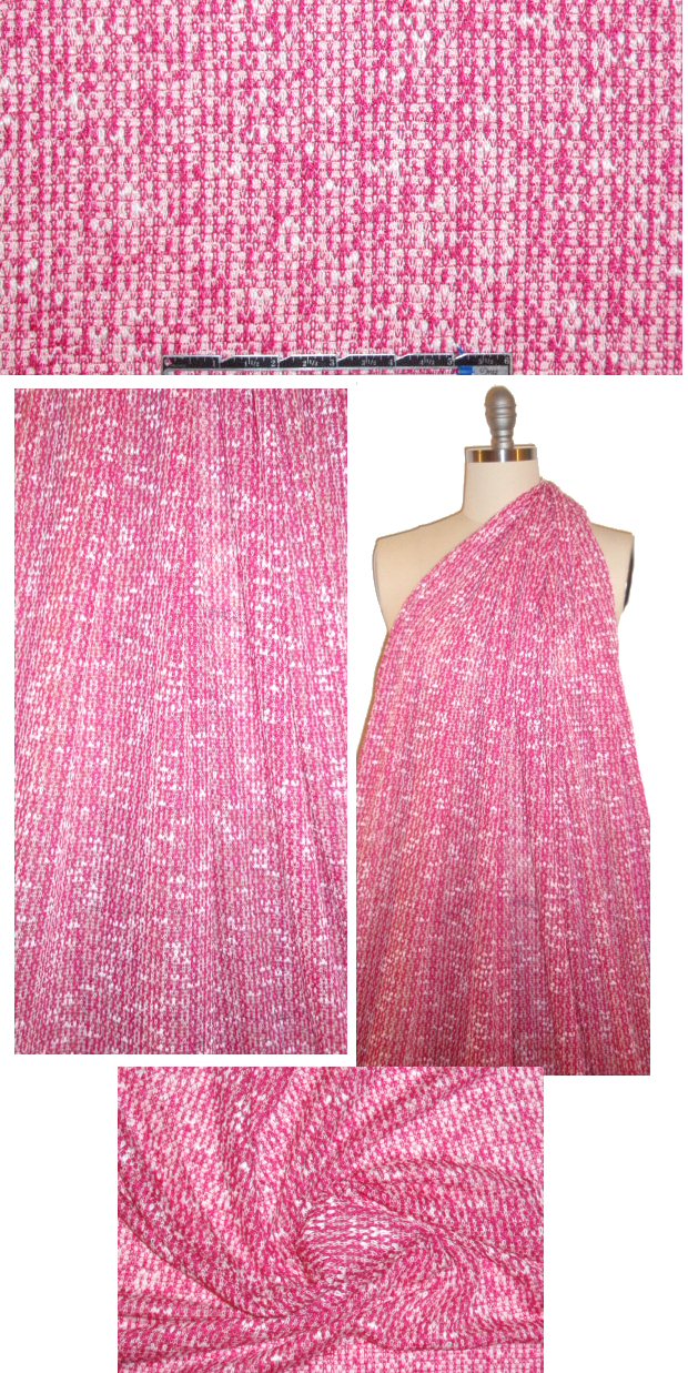CA designer summery tweed sweater knit - hot pink/white