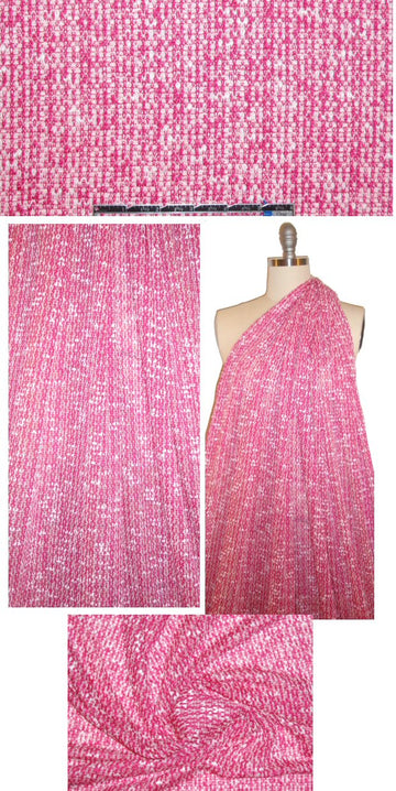 CA designer summery tweed sweater knit - hot pink/white 1.9 yd