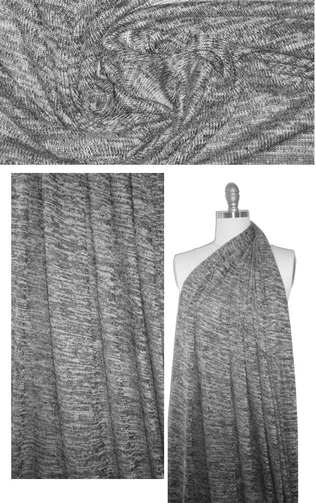 CA designer gray/white tweedy cotton sweater knit 1.625 yd