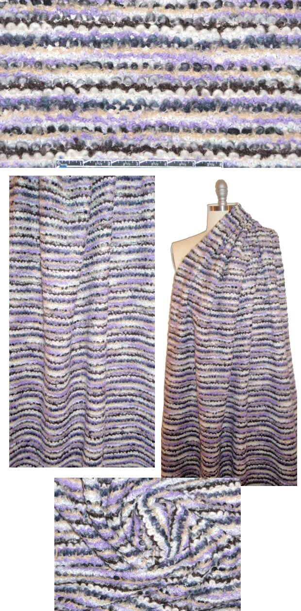 Italian lavender/gunmetal/cream boucle' sweater knit 1.5 yds