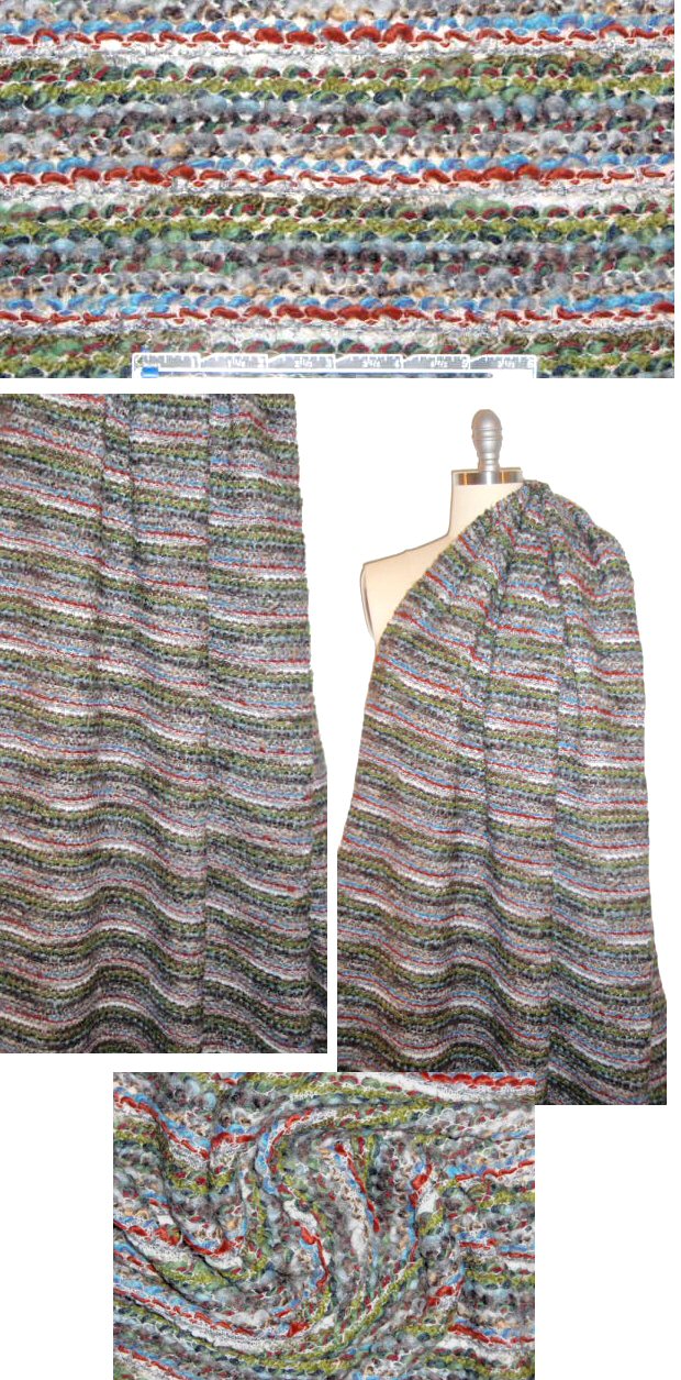 Italian fern/nutmeg/sky boucle' sweater knit 1 yard