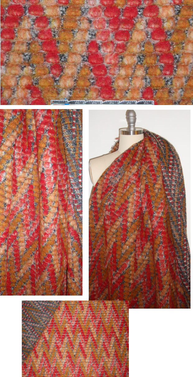 Italian chunky boucle-textured spicy chevron wool knit