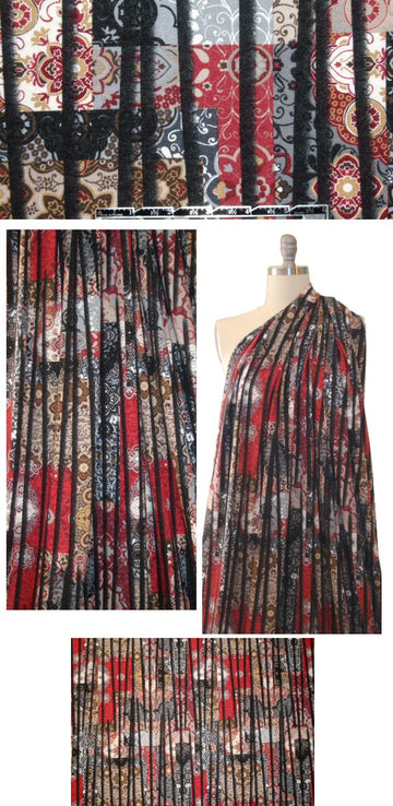 Italian 'patchwork interrupted' printed sweater knit