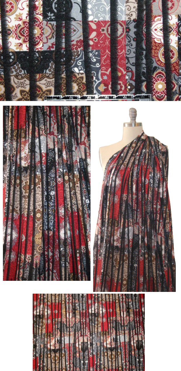 Italian 'patchwork interrupted' printed sweater knit 1.33 yd