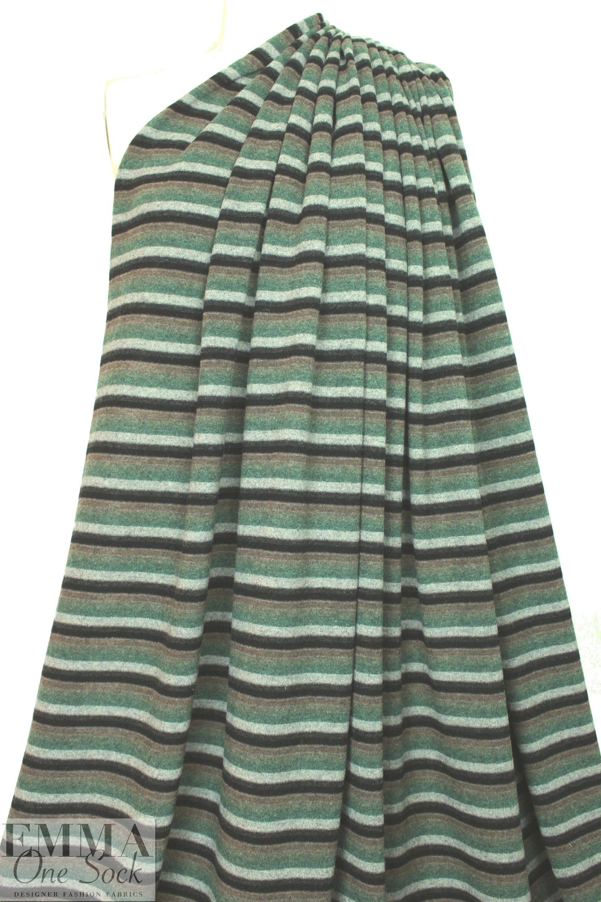 Italian wool blend, yarn-dyed forest/gray stripe sweater 1.3 yds