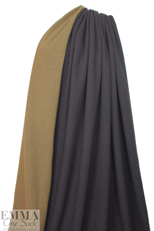 Italian double-sided sweater knit - eggplant/monk