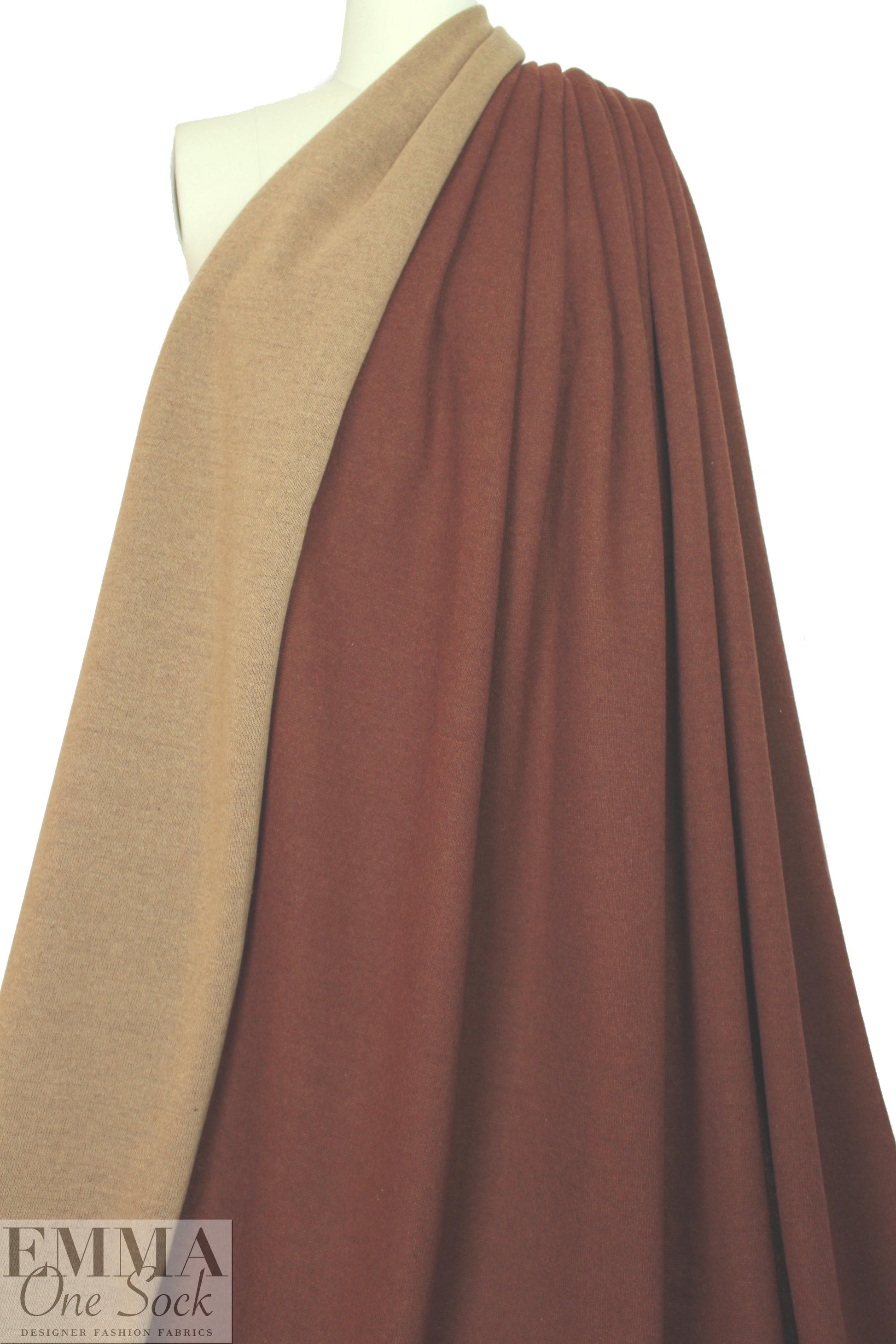 Italian double-sided sweater knit - chili/camel 2 yd