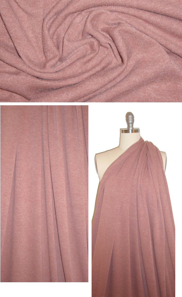 soft, drapey, heathery sweater knit - vintage rose 1.5 yd