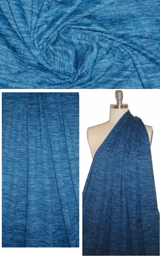 variegated yarn dye sweater knit - denim blue 1 yard