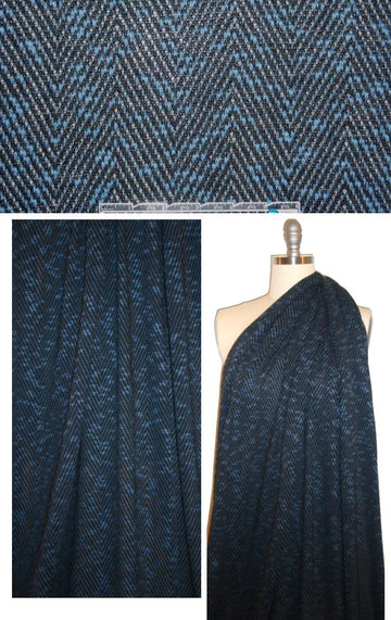 chevron tweed yarn dye sweater knit - black/denim