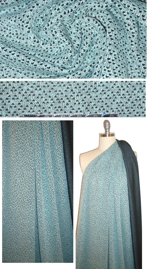 2-ply 'heart throb' yarn dye sweater knit - black/seafoam
