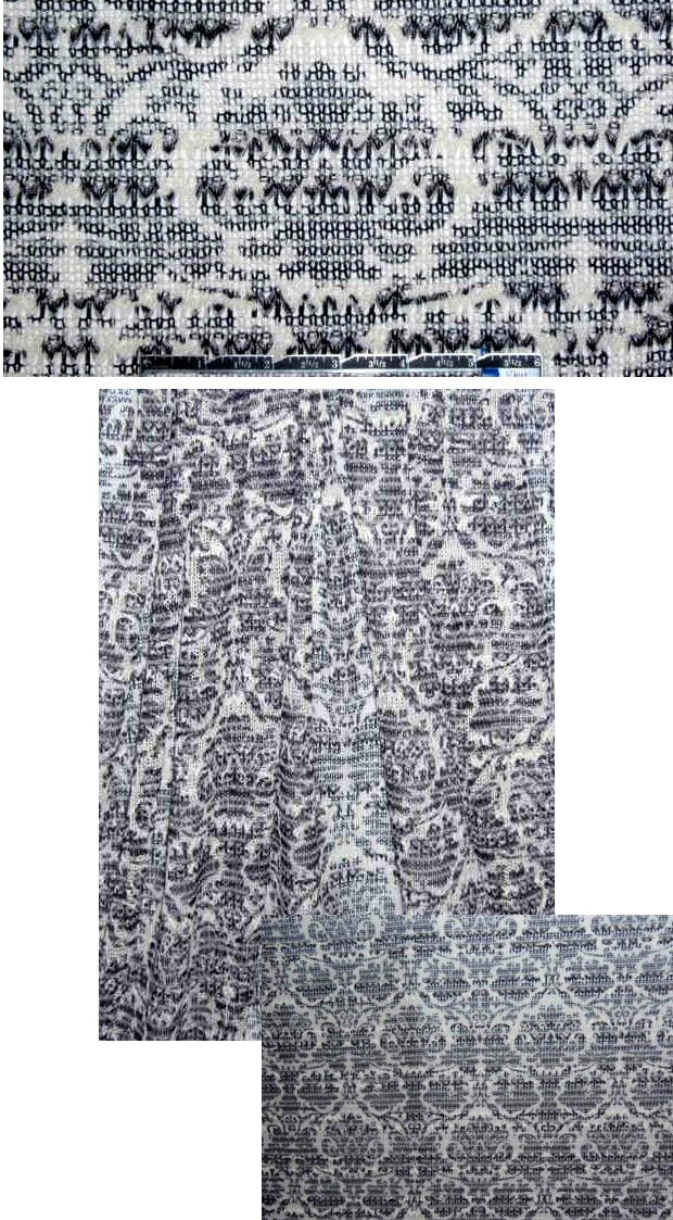 scrollwork pattern printed sweater knit - blk/cream 1.8 yd