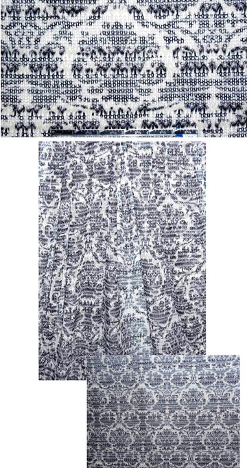 scrollwork pattern printed sweater knit - navy/white