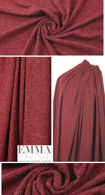tweedy ribbed sweater knit - bordeaux/mauve 1 yard