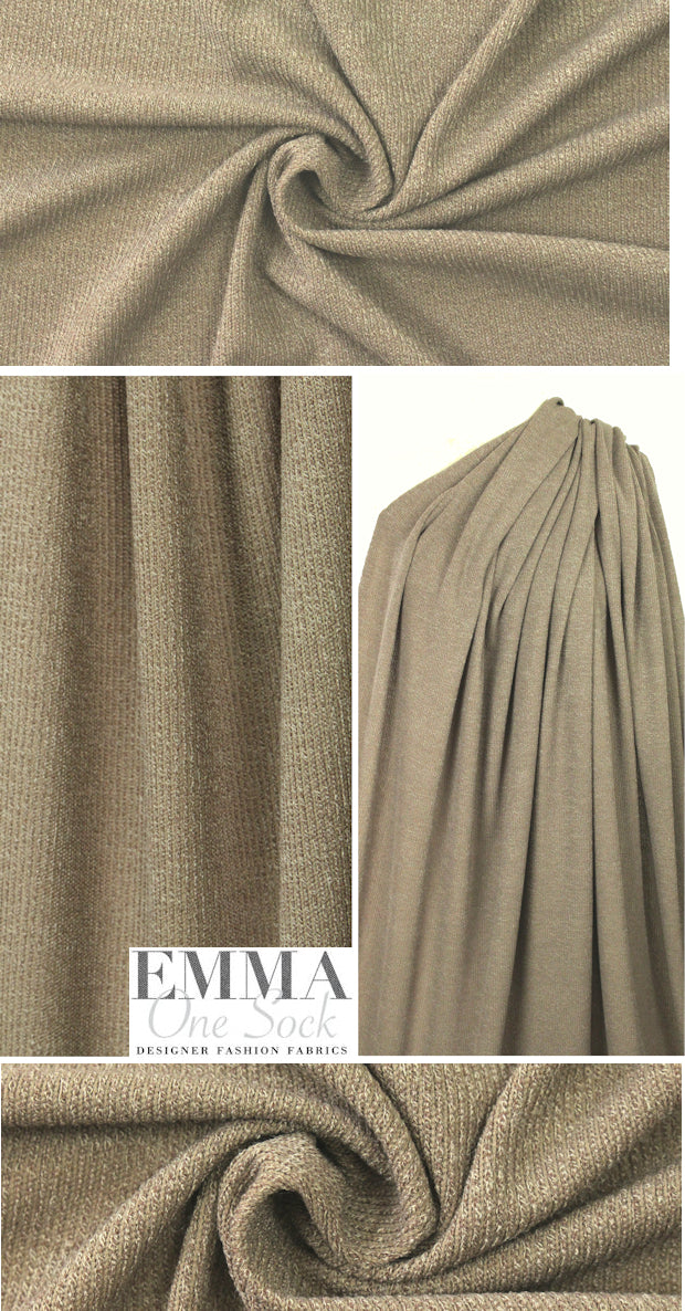 tweedy ribbed sweater knit - taupe/cream 1.375 yds