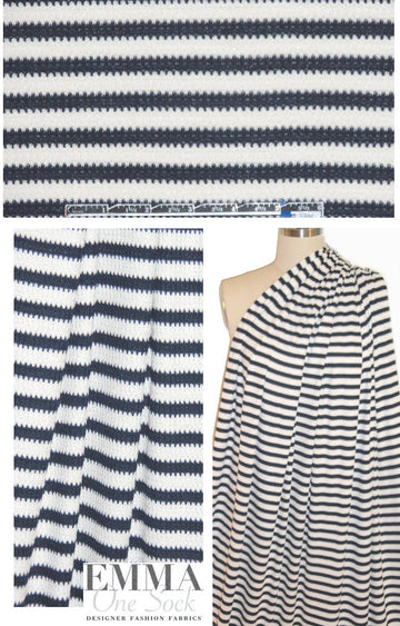 ribbed stripe lightweight sweater knit - midnight/white .66 yds