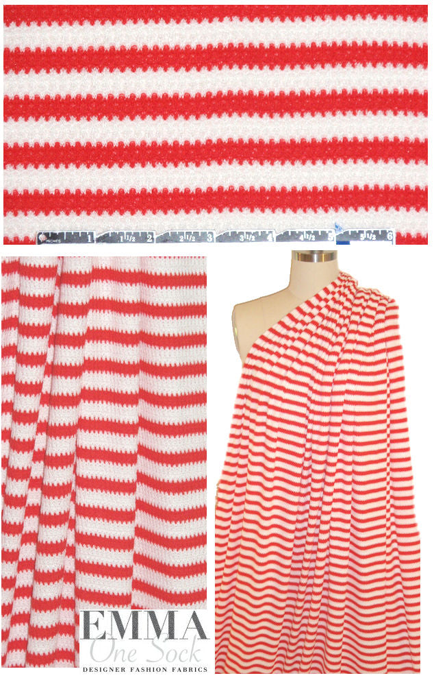 ribbed stripe lightweight sweater knit - grenadine/white 2 yd