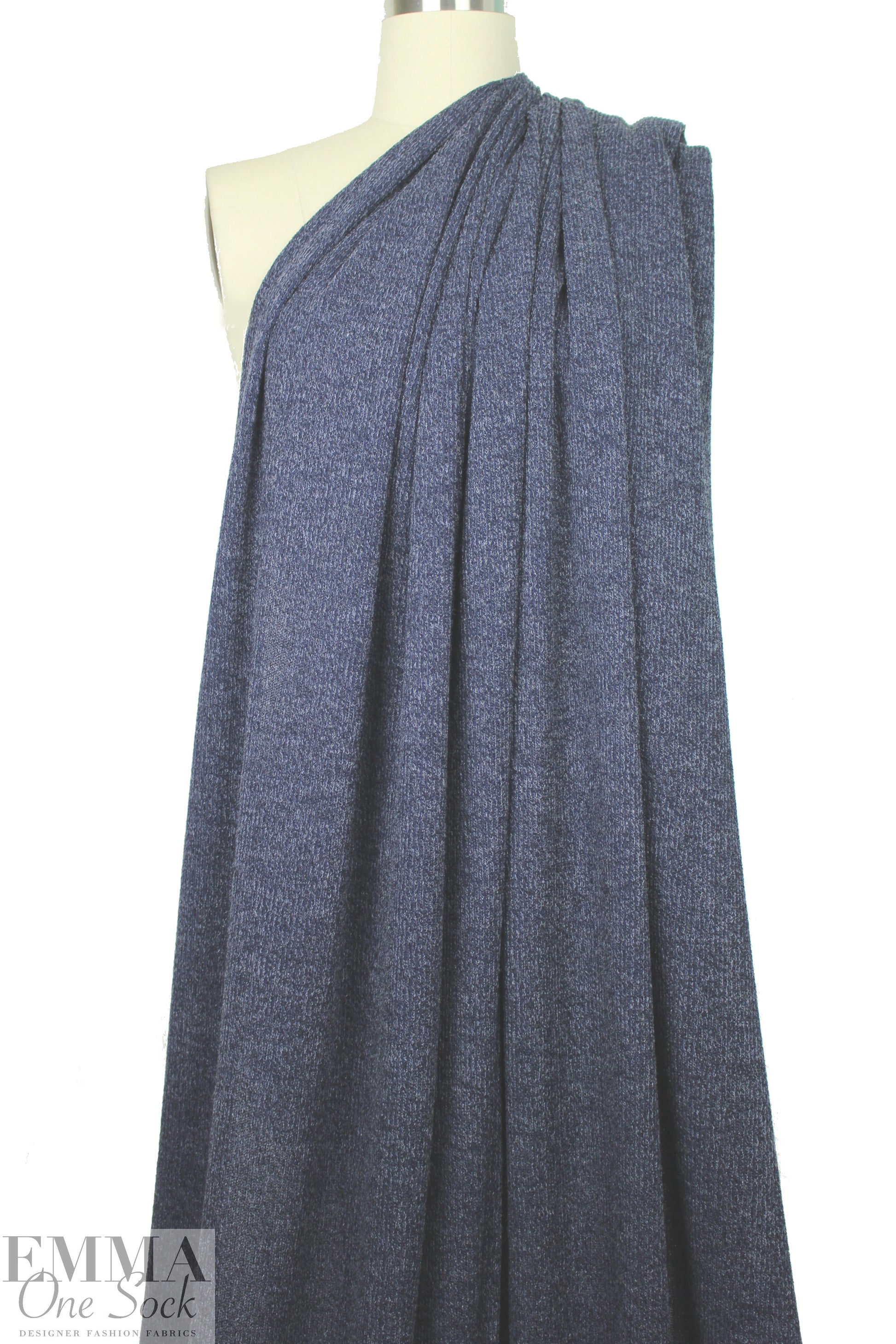 tweedy ribbed sweater knit - indigo 1.66 yds