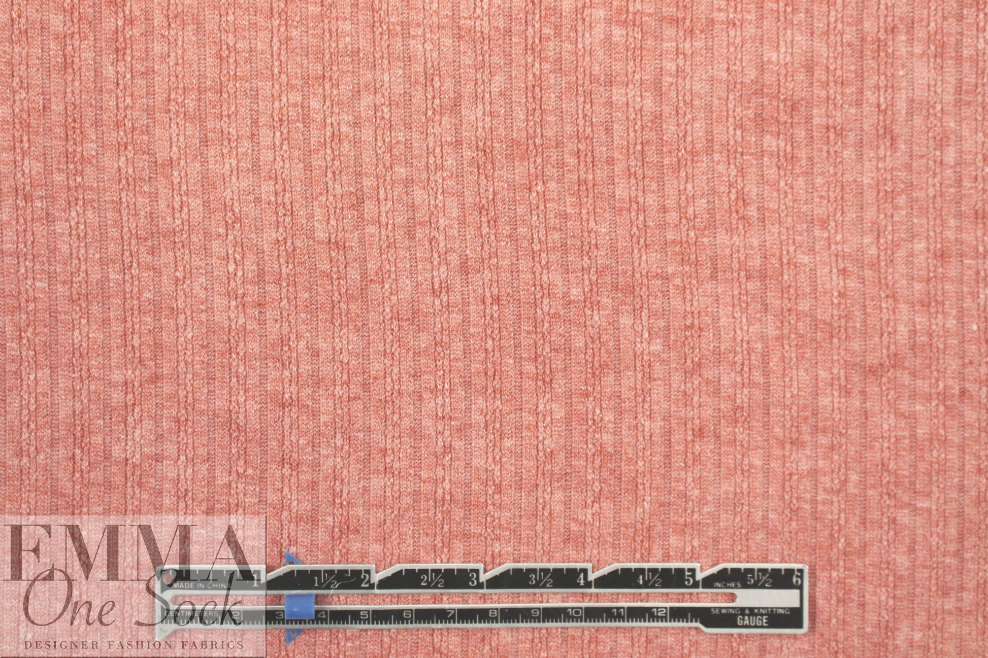 mini cable rayon blend sweater knit - coral salmon .875 yds