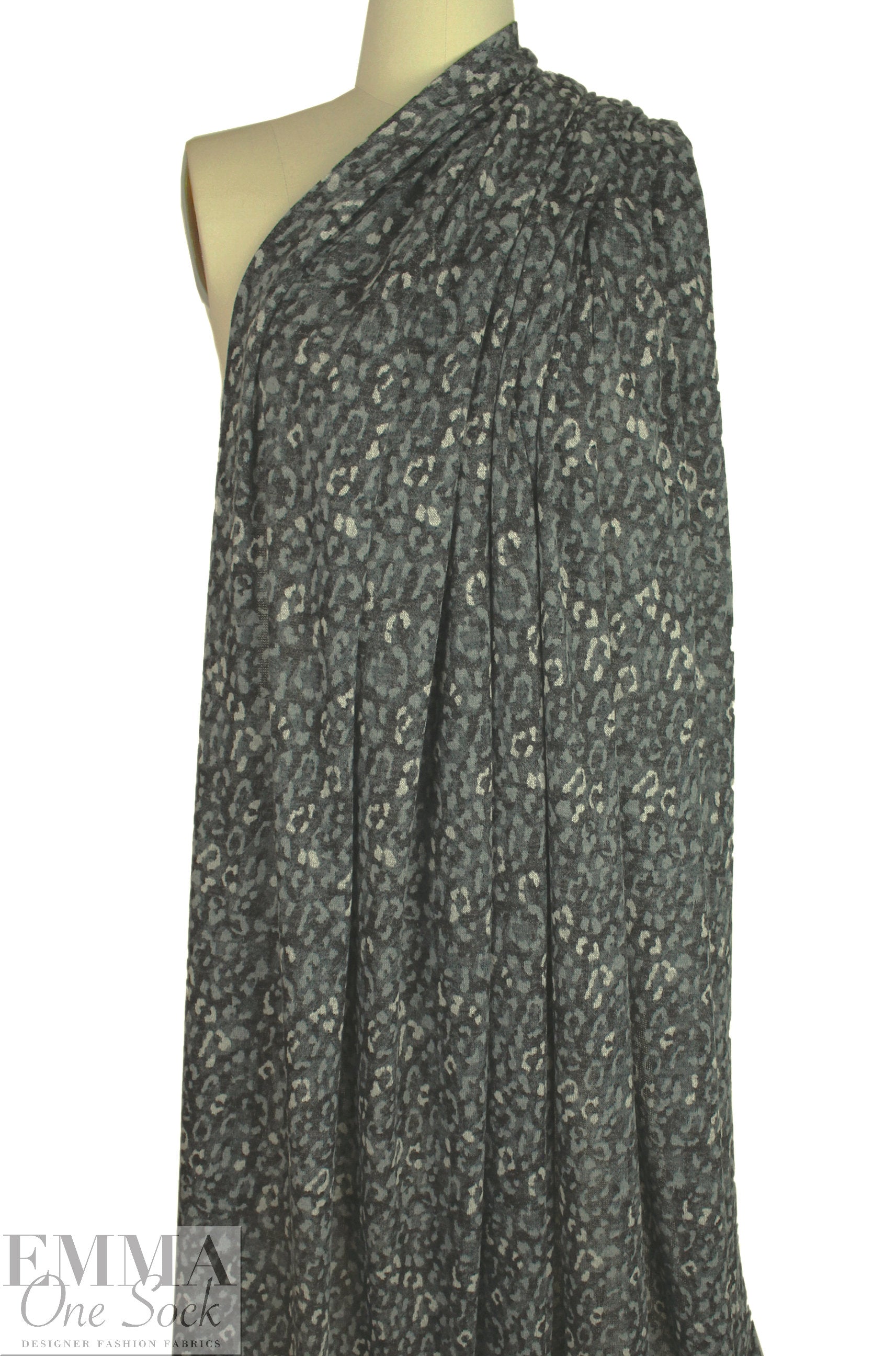 heathered, printed sweater knit - spotted gray 1.625 yd