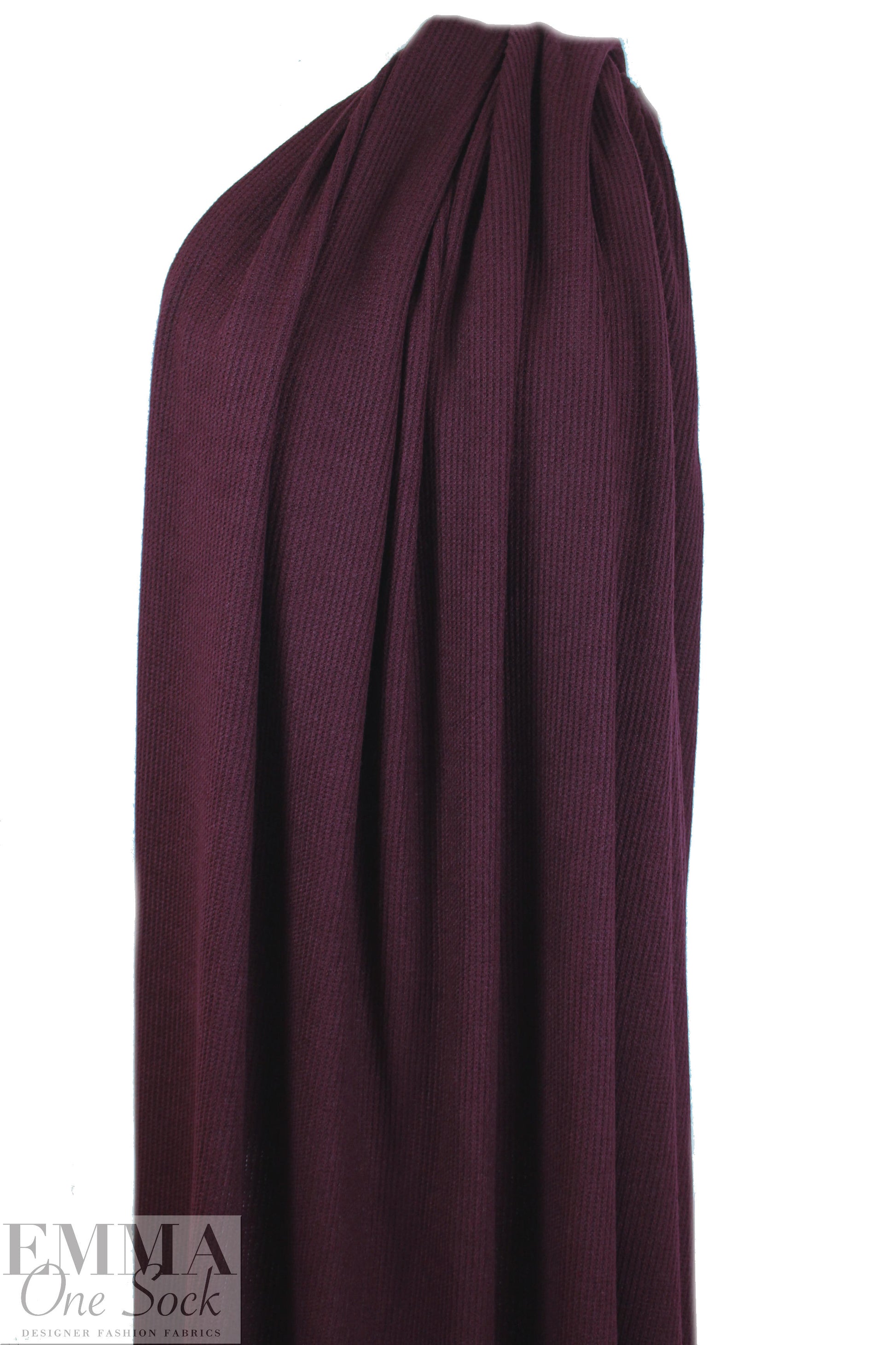 thick and soft waffle weave sweater knit - wine