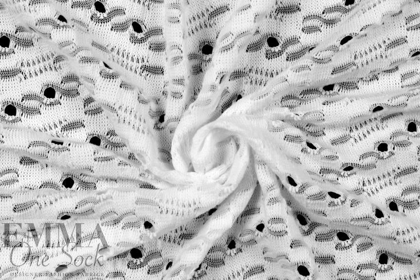 eyelet stitch poly/cotton knit, Oeko-Tex certified - white 1.75 yd