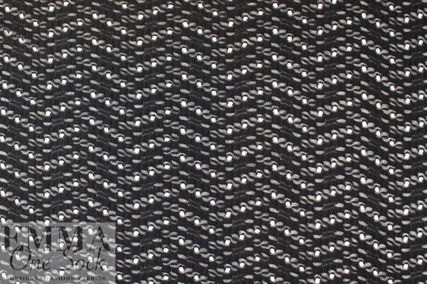 eyelet stitch poly/cotton knit, Oeko-Tex certified - black 1.75 yd