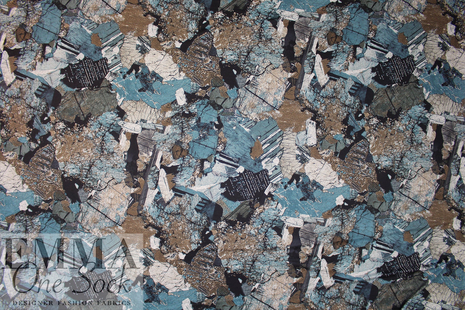 'marble abstract' sweater knit - earthy blues/browns 1 yard