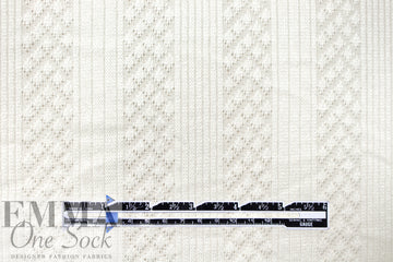 'diamonds and bands' pointelle sweater knit - light cream 1.5 yd