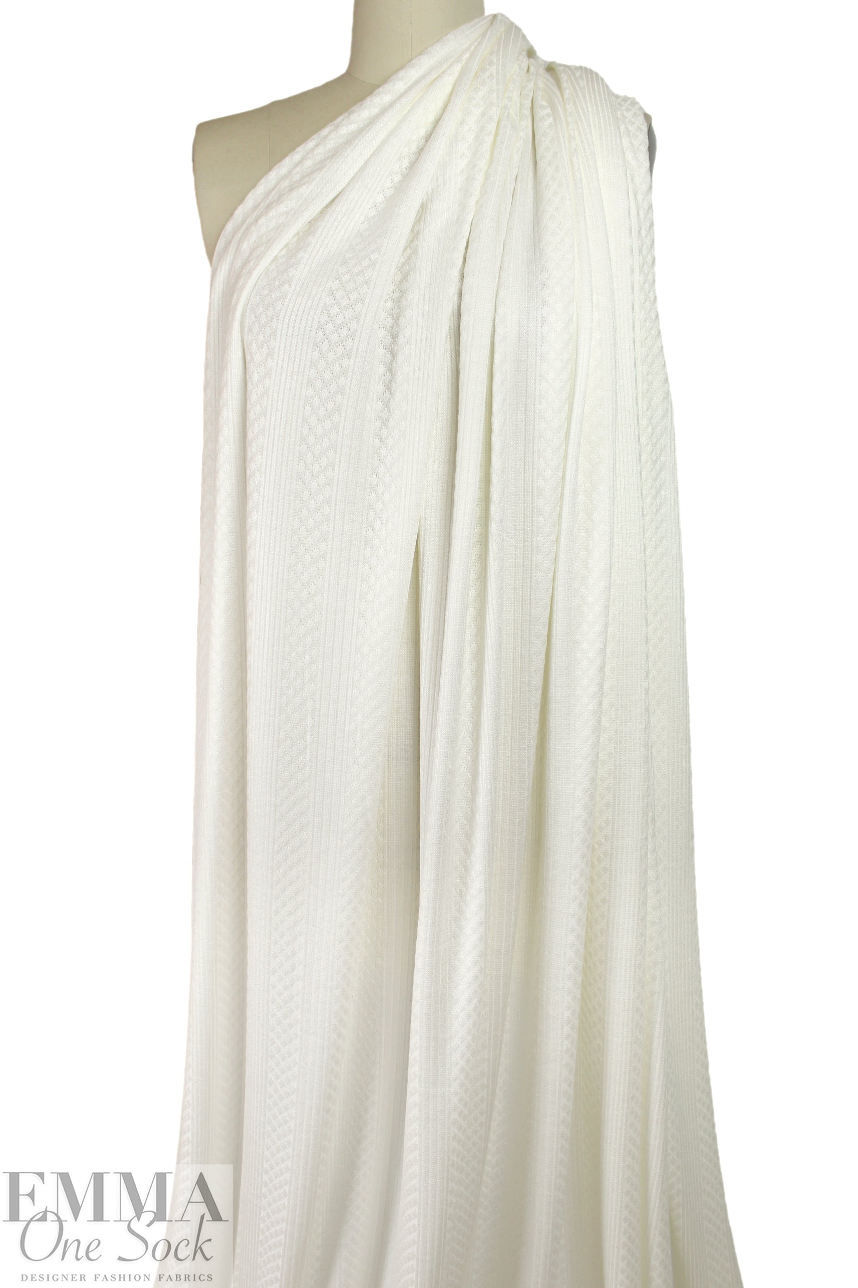 'diamonds and bands' pointelle sweater knit - light cream 1.5 yd