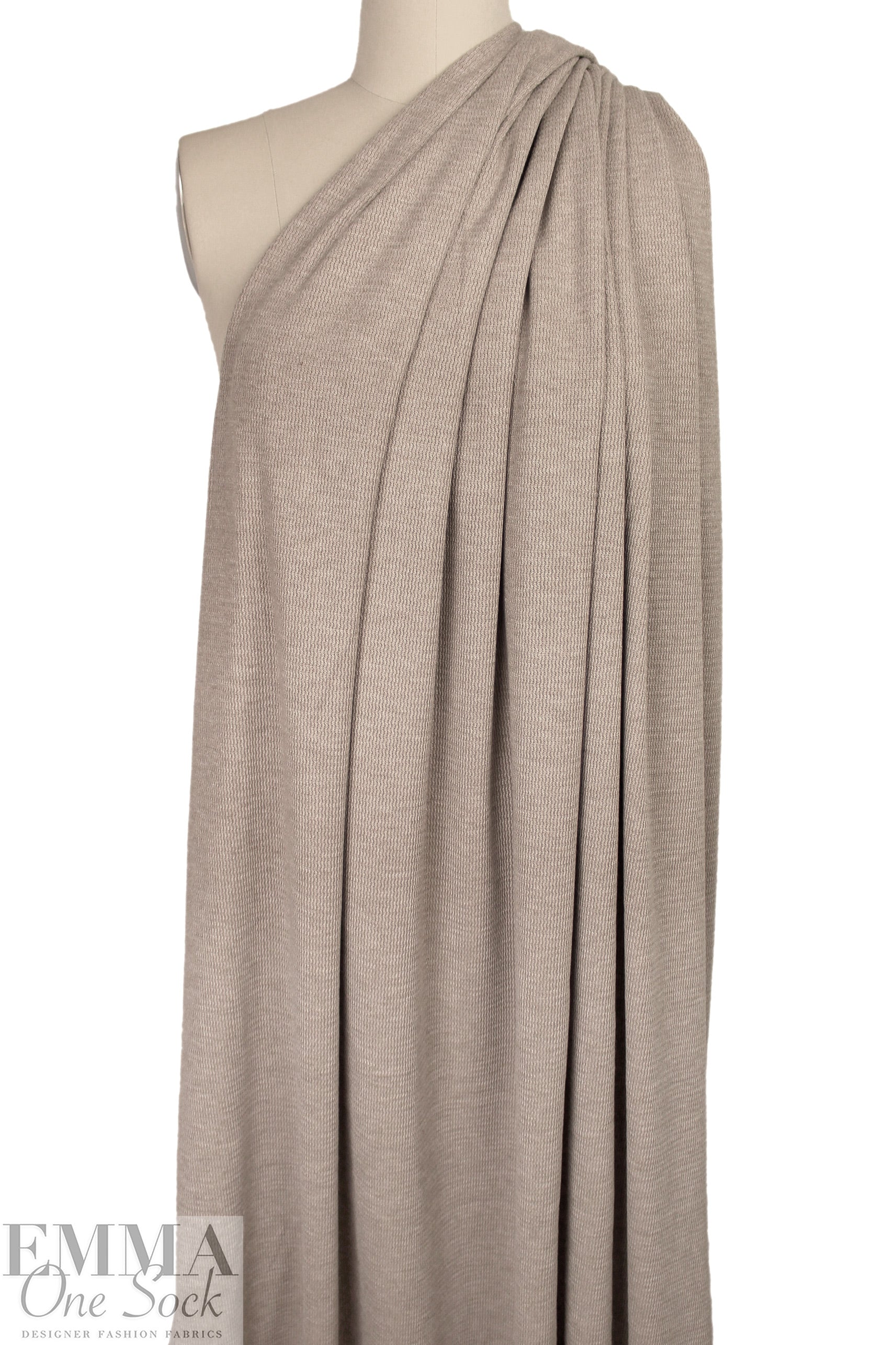 'demi knit' rayon blend textured sweater knit- heather beige 2.5 yd