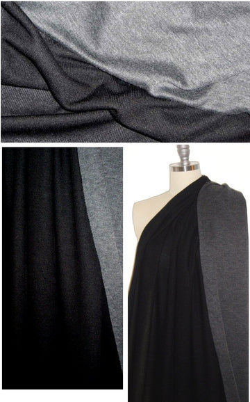 Italian double-sided sweater knit - gray/black rib