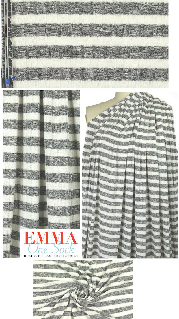 NY designer ribbed stripe rayon blend sweater knit