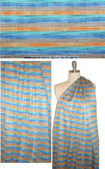 denim/aqua/citrine stripe sweater knit w/ metallic