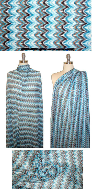 NY designer missoni-look knitted lace - blue/mocha